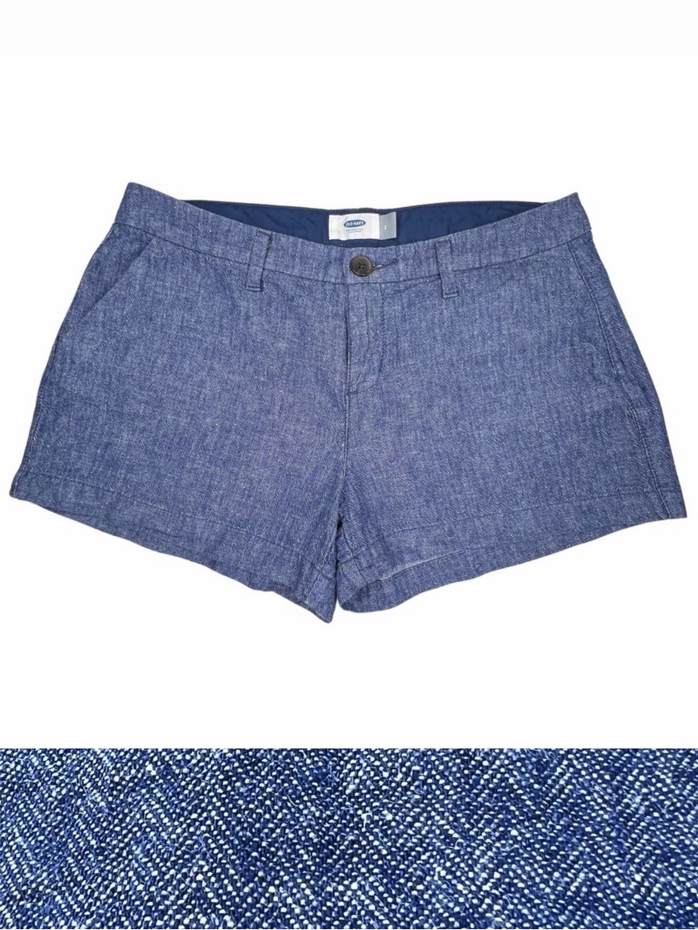 Old Navy Shorts Everyday Linen Blend 3 Inch Inseam Indigo Blue 2 508076